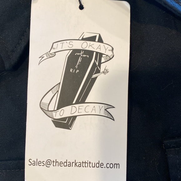 The Dark Attitude Gothic Steampunk Officer Buckle Detail Shirt Size Small NWT - Picture 10 of 12